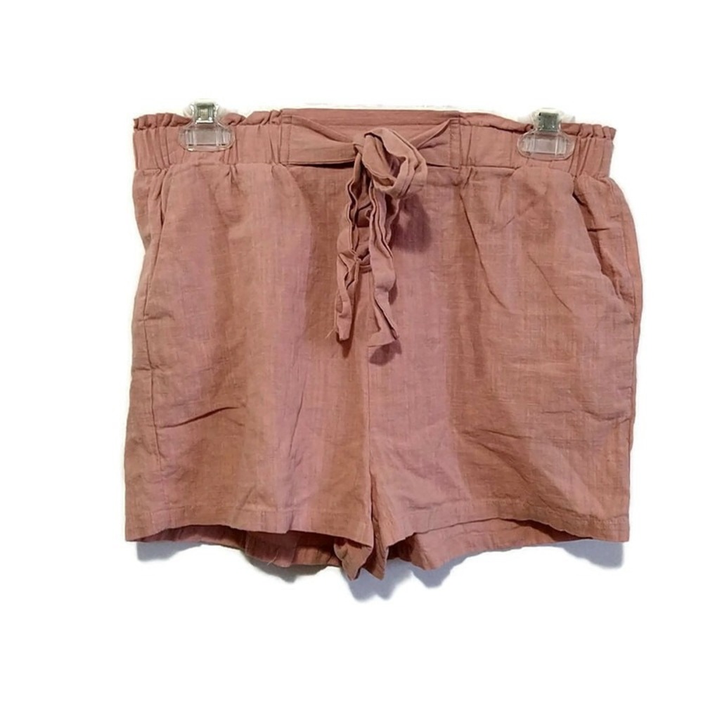 Shein Pink Paperbag Tie Waist Shorts Coastal Boho Minimalist Beachy Summer sz M